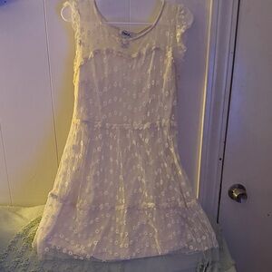 Pinky Cream Floral Lace Dress